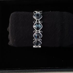 Elegant Silver and blue Gemstone Bracelet